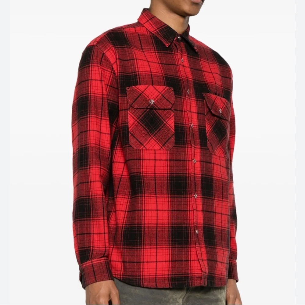 Purple Brand Flannel Long Sleeve Shirt in Red and Black Size Large NWT